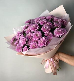 Букет из хризантем Ежевичный джем   большой