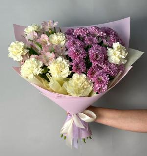 Букет из хризантем Ванильный бисквит  большой