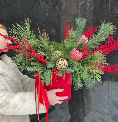 Композиция из нобилиса и сосны Аромат зимы