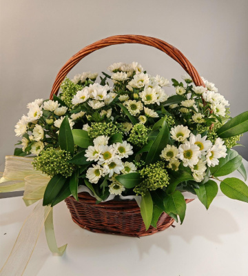 Корзина хризантем Утро в саду для мамы 