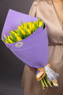 Букет 51 тюльпан Желтое моно